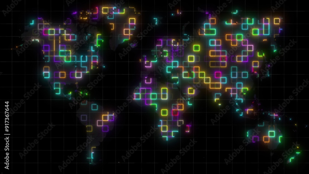 Poster global technology map. computer generated 3d render
