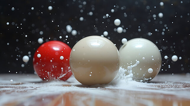 collision experiment billiard ball frictionless surface Discuss conservation of momentum kinetic energy ball collide rebound highlighting principle of classical mechanic governing