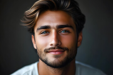 Obraz premium Studio portrait of a man. Background with selective focus and copy space