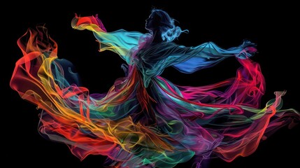 Woman Dancing in a Dress of Colors