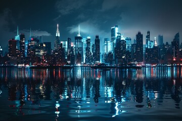 A poster featuring a striking image of a city skyline at night, promoting a photography competition. The image showcases the vibrant colors and bustling energy of the city.