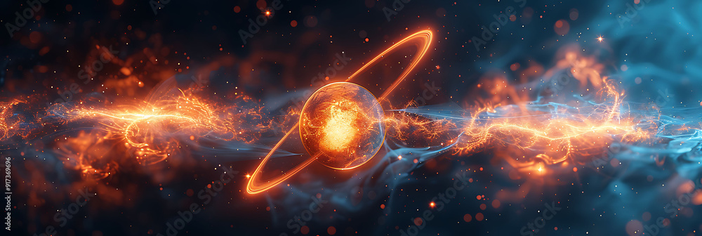 Aufkleber peering into heart of atom nucleus surrounded orbiting electrons dive into quantum mechanics of atom