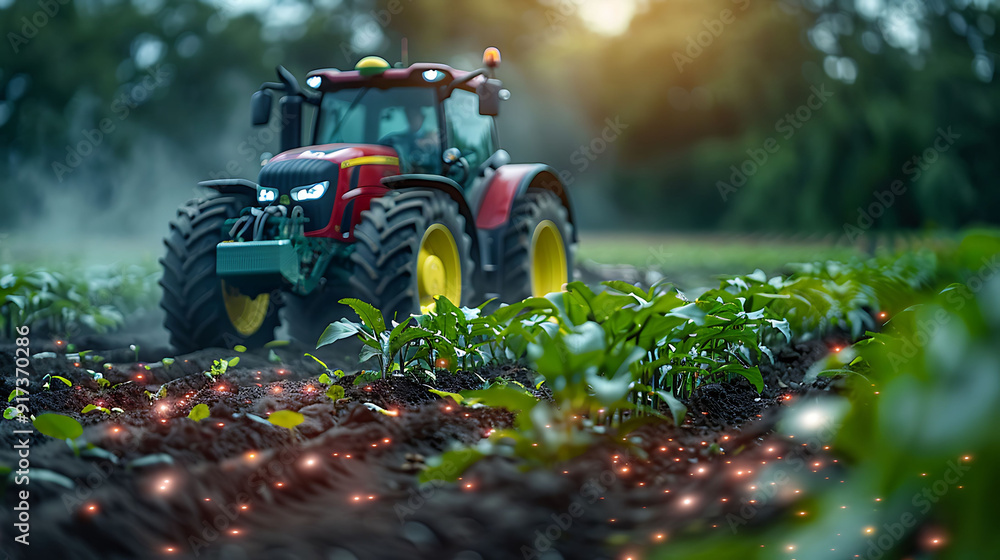 Poster quantum computingdriven smart tractor analyzing soil composition weather data realtime dynamically a
