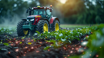 Quantum computingdriven smart tractor analyzing soil composition weather data realtime dynamically adjusting planting pattern fertilization strategy cornfield of Brazil optimizing crop yield