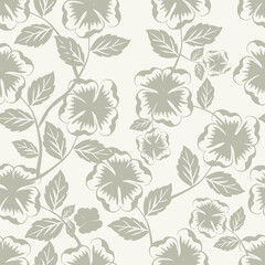 Seamless winter floral pattern with branches and berries. Pastel palette white background.