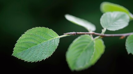Obraz premium Detailed Close-Up of a Green Leaf With Textured Surface Against a Soft Green Background