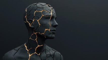 Abstract representation of a human form fragmented by jagged lines, depicting the persistent nature of chronic discomfort, [discomfort in body, enduring pain].