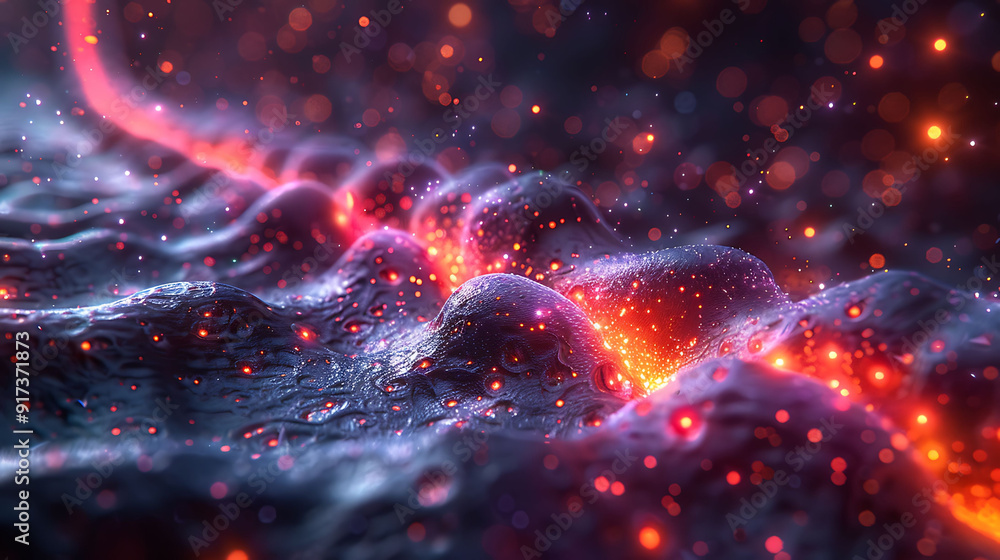 Poster scientific visualization of process of synaptic transmission nervous system illustrating release rec