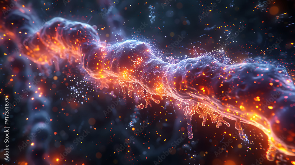 Poster scientific visualization of process of synaptic transmission nervous system illustrating release rec