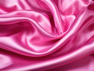 Obraz premium Smooth pink satin fabric with soft, flowing curves.