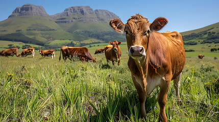 Obraz premium South African smart farming systems integrating IoT livestock health monitoring in cattle ranches near Johannesburg South Africa improving animal farms