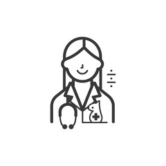 Obraz premium Female Veterinarian with Stethoscope and Pet Cat Icon