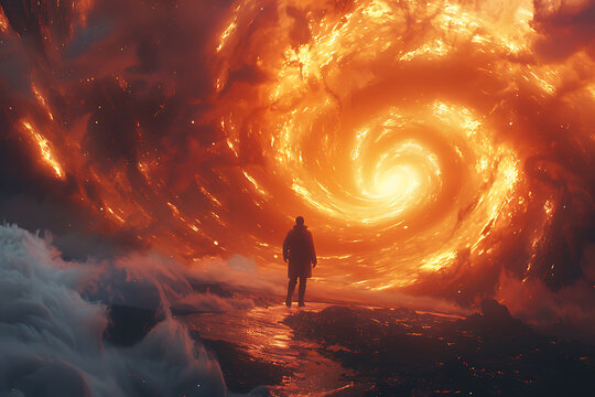 Standing event horizon of simulated black hole Delve into physic of gravitational time dilation illustration 