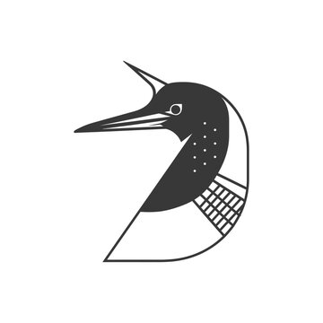 recommend clip art: Geometric Black and White Loon Illustration