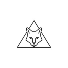 Fototapeta premium Geometric Line Art Fox Head Inside Triangle