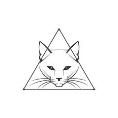 Fototapeta premium Geometric Line Art Illustration of a Cats Face Inside a Triangle