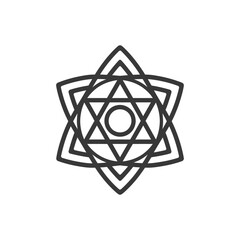 Geometric Star Shape with Central Circle and Triangles