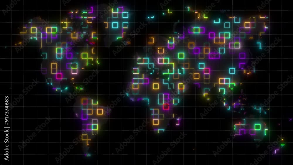 Poster global technology map. computer generated 3d render
