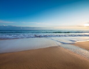 An out-of-focus shot capturing a beach with the ocean in the background, creating a blurred effect