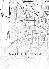 Fototapeta premium West Hartford Connecticut City Map – Detailed Street Map of West Hartford for Tourism, City Planning, and USA Design Projects