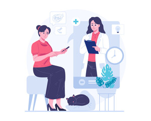 Psychotherapy online session illustration
