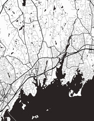 Minimalist white map of Greenwich, Connecticut – A modern map print highlighting infrastructure of the city, useful for tourism purposes
