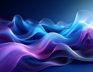 A digitally created image of blue and purple smoke waves on a dark blue background