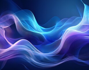 A digitally created image of blue and purple smoke waves on a dark blue background