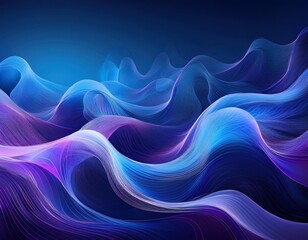 A digitally created image of blue and purple smoke waves on a dark blue background