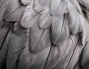 Obraz premium A close up image of a birds gray feathers. The soft, textured feathers are arranged in a beautiful pattern