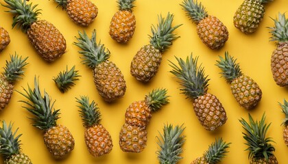 A pattern of pineapples on a yellow background