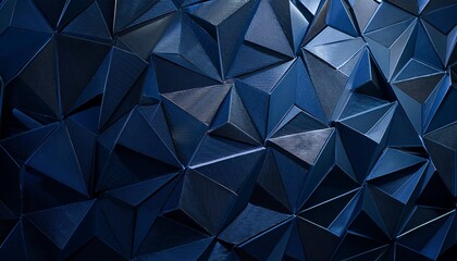 Fototapeta premium Close-up of a dark blue wall with a geometric pattern of triangles