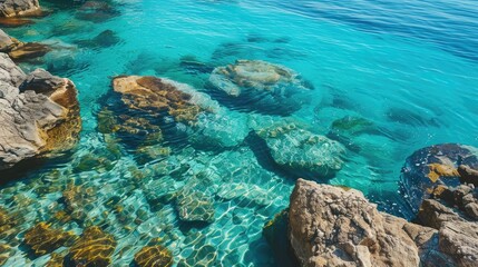 Fototapeta premium Stunning blue sea with clear shore water
