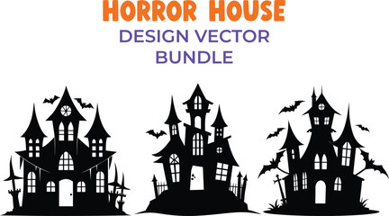 Horror hunted house vector design bundle