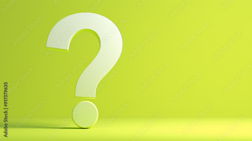 Aufkleber 3d white question mark on green background with ample copy space for text