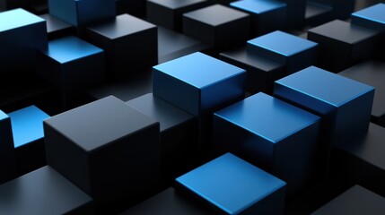 Obraz premium Abstract Composition of Blue and Black Cubes