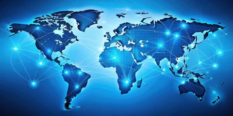 Vibrant blue backdrop representing interconnected global economy, global, economy, interconnected, blue, backdrop