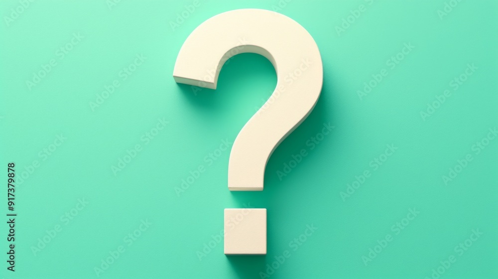 Aufkleber 3d white question mark on green background with ample copy space for text