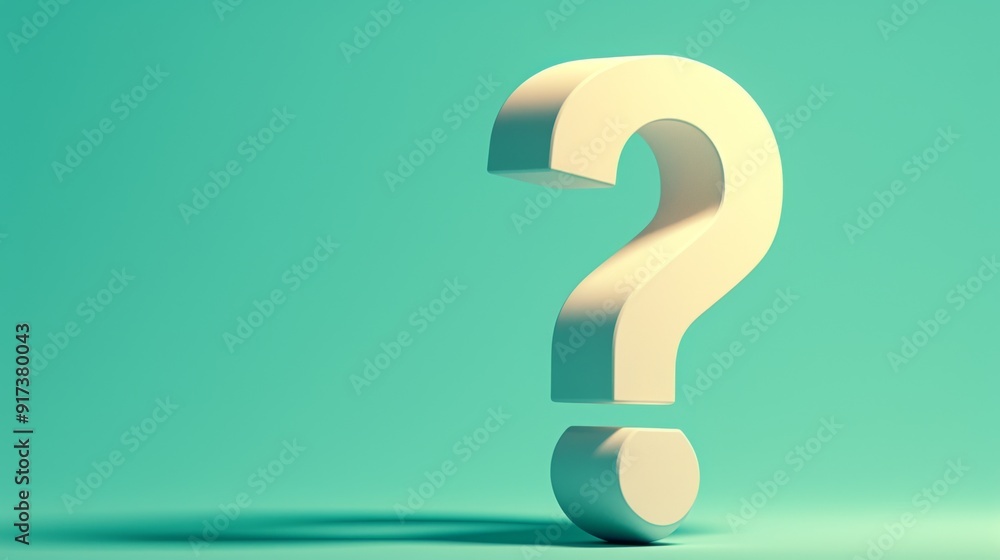 Aufkleber 3d white question mark on green background with ample copy space for text