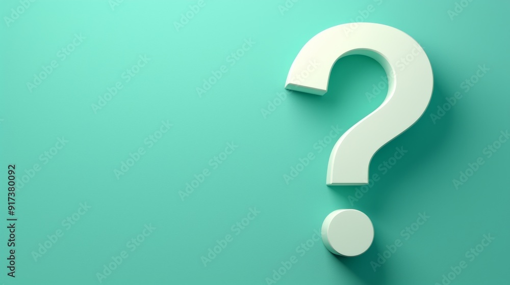 Poster 3d white question mark on green background with ample copy space for text