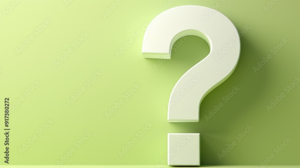 Poster 3d white question mark on green background with ample copy space for text