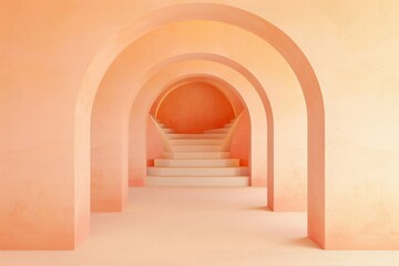 Fototapeta premium Sunny Yellow Arch Frame for Mockups on Clear Sky Blue - Bright and Uplifting. Beautiful simple AI generated image in 4K, unique.