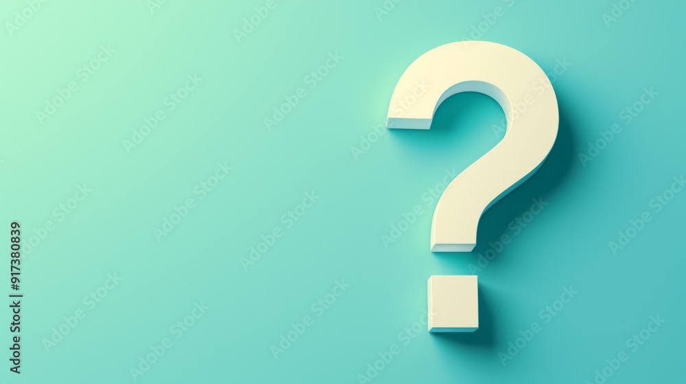 Aufkleber 3d white question mark on green background with ample copy space for text
