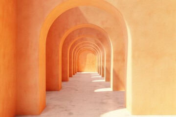 Naklejka premium Sunny Yellow Arch Frame for Mockups on Clear Sky Blue - Bright and Uplifting. Beautiful simple AI generated image in 4K, unique.