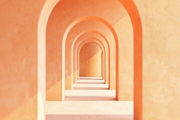 A pink-toned archway and ambient lighting make for a cozy home decor wallpaper or calming background. Beautiful simple AI generated image in 4K, unique.