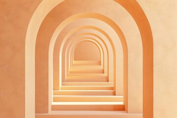 Fototapeta premium A pink-toned archway and ambient lighting make for a cozy home decor wallpaper or calming background. Beautiful simple AI generated image in 4K, unique.