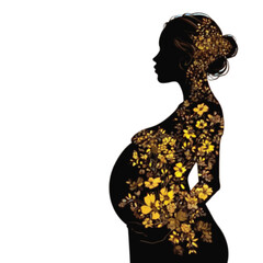 A pregnant woman adorn with flower as a symbol of love and nature  silhouette vector illustration