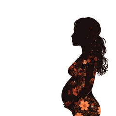 A pregnant woman adorn with flower as a symbol of love and nature colorful silhouette vector