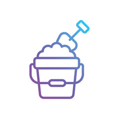 Sand Bucket And Shovel vector icon