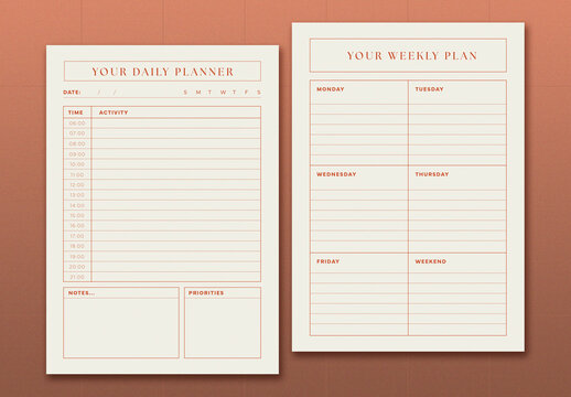 Cream and Orange Planner Set